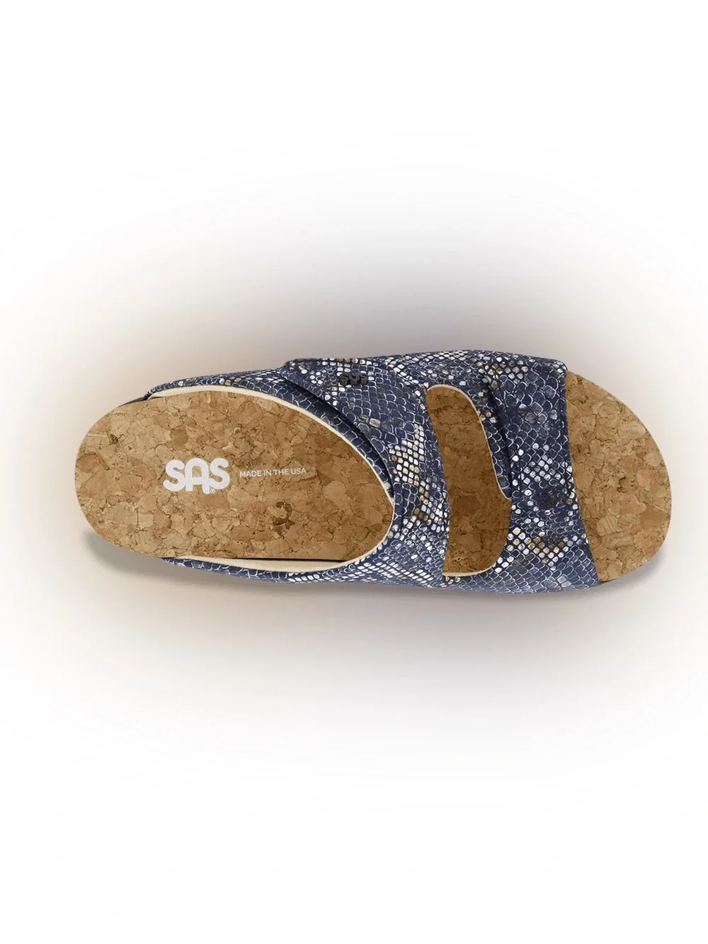SAS Cozy slide sandal mutiskin navy, 9 comfort walking orthopedic support
